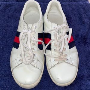 USED GUCCI ACE LOGO LEATHER SNEAKER